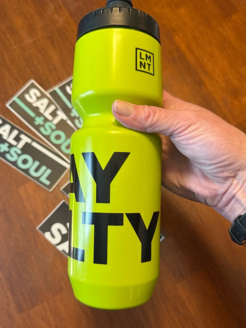 LMNT Lime Green Water Bottle